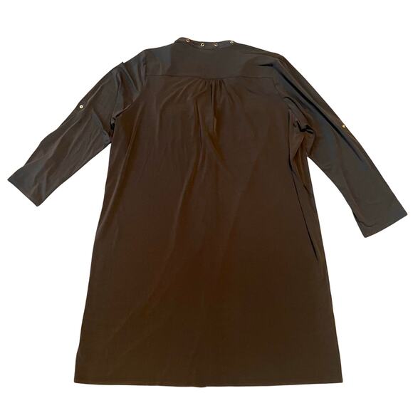 MICHAEL Michael Kors Brown Button Down Shirt Dress with Gold Accents, size 3X - Picture 2 of 4
